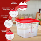 4 Pack 6 Quart Food Storage Containers with Lids, Polycarbonate Square Commercial Food Containers, NSF, Clear, New Version