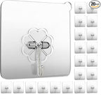 Wall Hooks 33lb(MAX) Heavy Duty Self Adhesive Hooks 20 Pack,Waterproof and Oilproof,Transparent Seamless Strong,Suitable for Bathroom Kitchen