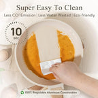 CAROTE Non Stick Frying Pan Skillet, Omelet Pan, Healthy Non Toxic Granite Chef Pan, Induction Compatible Egg Frying Pan with Heat-Resistant Handle, PFOA-Free,Cream White, 10"