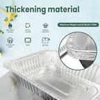 YLT WAX 9x13 Disposable Aluminum Foil Pans with Clear Lids (10 Pack), Durable Half Size Deep Extra Heavy Duty Food Containers for Baking, Cooking, Roasting, Heating or Steam Table