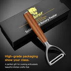Premium Y Type 304 Stainless Steel Multifunctional Kitchen Peeler Real Wood Handle Ultra Sharp Blade Vegetable Potato Apple(Boluoge)