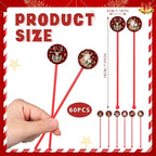 Meanplan 60pcs Christmas Swizzle Sticks Christmas Cocktail Stirrers Plastic Stir Sticks Xmas Santa Claus Snowman Decorations for Birthday Party Coffee Shop Supplies Favors Gifts(Buffalo Plaid)