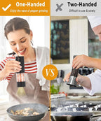 Rechargeable Electric Salt and Pepper Grinder Set - Extra Large Capacity - Automatic Black Peppercorn & Sea Salt Mill Grinders Set with Adjustable Coarseness & LED Light