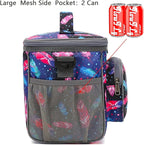FlowFly Insulated Reusable Lunch Bag Adult Large Lunch Box for Women and Men with Adjustable Shoulder Strap,Front Zipper Pocket and Dual Large Mesh Side Pockets,Feather
