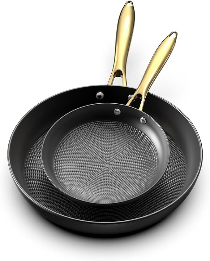 imarku Non Stick Frying Pans, Cast Iron Skillets 2Pcs - 8 inch & 12 Inch Nonstick Frying Pan, Long Lasting Frying Pan Set, Professional Frying Pans Nonstick Oven Safe Pan, beat Gifts for Women Men
