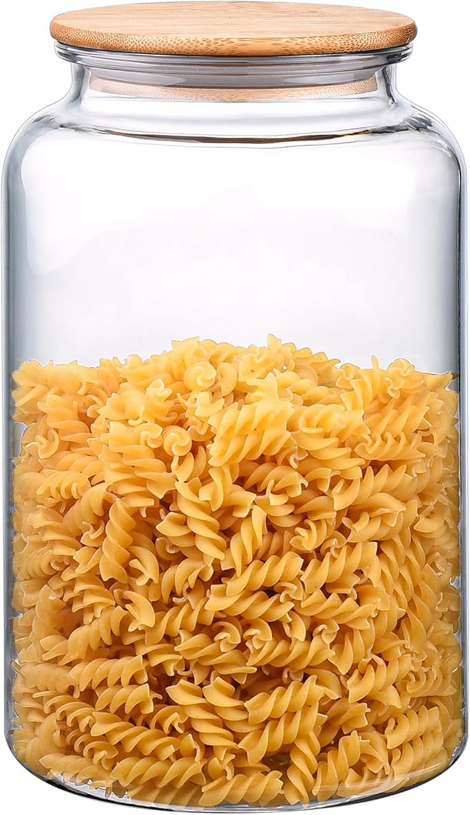 100 FL oz Unbreakable Apothecary Jars with Airtight Bamboo Lids, Thickened Plastic Food Storage Containers, Kitchen Canisters for Storage Flour, Cereal, Dog Food, Cookie, Sugar, etc