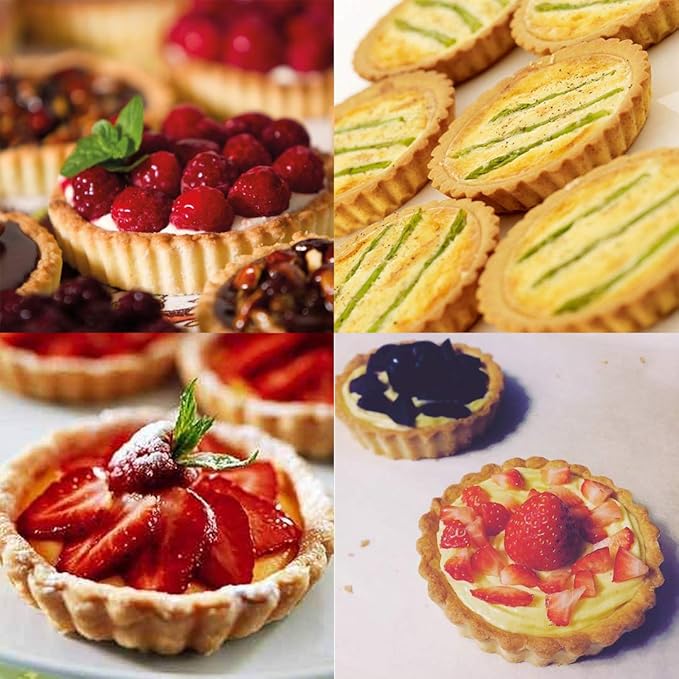 Mini Tart Pans, Nonstick 4 Inch Mini Quiche Pan Removable Bottom Tart Pan Set of 6 (4-Inch)