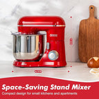 Kitchen in the Box Stand Mixer, 3.5 QT Small Kitchen Electric Stand Mixers, 10-Speed Portable Lightweight Dough Mixer for Daily Use with Egg Whisk, Dough Hook, Beater (Red)