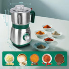 Spice Grinder Electric,Herb Nut Grinder for Kitchen,Detachable Espresso Grinder with Stainless Steel Blades,Filter and Brush, 500w Dry and Wet Grain Mill for Coffee,Rice,Bean,Seasoning(Green)