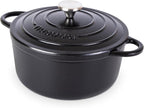 Cast Iron Pot with Lid – Non-Stick Ovenproof Enamelled Casserole Pot, Oven Safe up to 500° F – Sturdy Dutch Oven Cookware – Black, 5-Quart, 24cm – by Nuovva