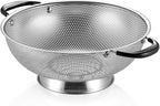Tiawudi 18/8 Stainless Steel Colander, Easy Grip Micro-Perforated 5-Quart Colander, Strainer with Riveted and Heat Resistant Handles, BPA Free. Great for Pasta, Noodles, Vegetables and Fruits