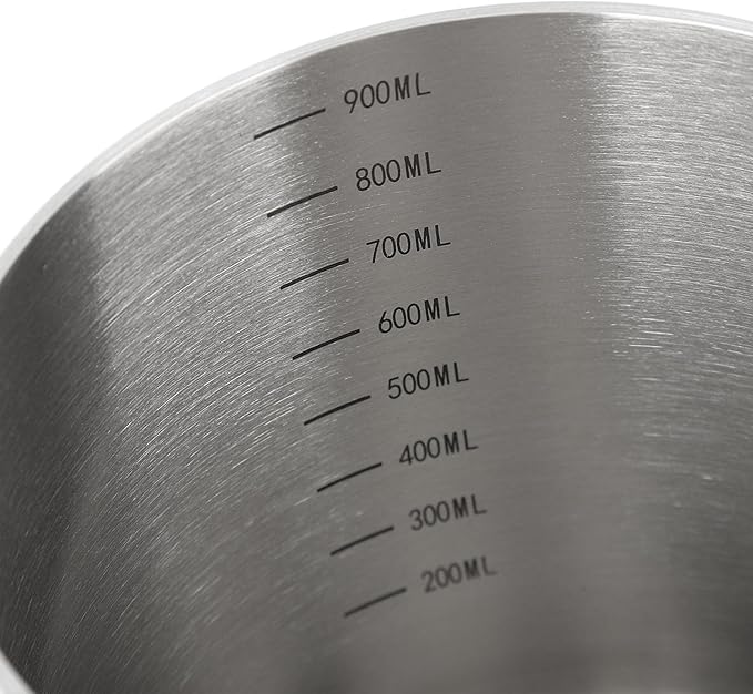 Milk Warmer Pot, 30oz/900ml Stainless Steel Turkish Coffee Pot Stovetop Chocolate Butter Melting Pan with Spout and Long Handle