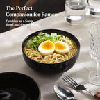 DOWAN 22 OZ Ceramic Soup Bowls & Cereal Bowls - 6" Classic Bowls Set of 4 for Soup, Cereal, Oatmeal, Fruit, Rice - Dishwasher & Microwave Safe (Black)