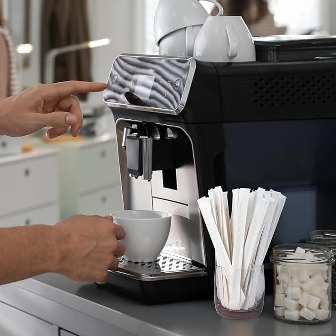 2200 Pcs Individually Wrapped Wooden Coffee Stirrers 5.5 Inch Disposable Cocktail Stir Sticks Wood Round End Stirrers for Hot Drinks Home Office Restaurant Bar