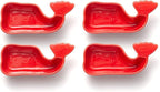 Ceramic Whale Condiment Cup, Red, Set of 2