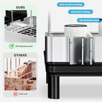 Dish Drying Rack, 2 Tier Large Dish Rack, Stainless Steel Dish Drainer for Kitchen Counter, Dishes Rack with Automatic Drainage, Utensil Holder,Cups Holder,Space Saving Kitchen Organizer,Black