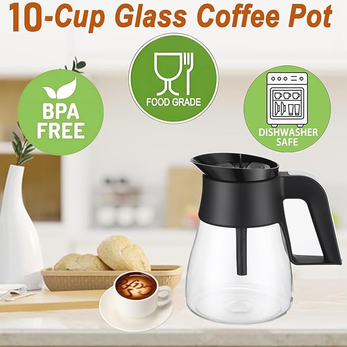 CM401 10-Cup Coffee Pot Replacement for Ninja Specialty Hot & Iced Coffee Maker, 10 Cup Coffee Pot Replacement Compatible with CM371 CM400 CFP101 CFP301 CM300 CP300 CP301, with Coffee Scoop