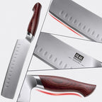 7 Inch Nakiri Knife, Japanese 10Cr15MoV High Carbon Stainless Steel Chopping Chef Knife, Professional Sharp Multipurpose Asian Kitchen Vegetable Cleaver Knife with Ergonomic Pakkawood Handle