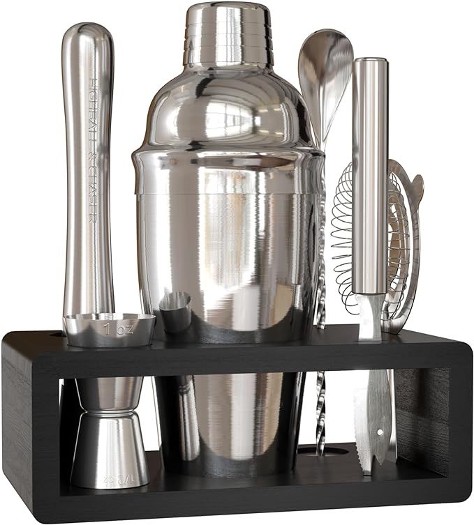 Highball & Chaser Cocktail Shaker Set: Bartender Kit for Home Bar Mixology Cocktail Bar Set Plus E-Book with 30 Recipes (Silver)