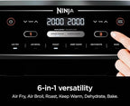 Ninja | Air Fryer | Finish Cooking Multiple Foods at the Same Time | 6-in-1 (Air Fry, Broil, Roast, Keep Warm, Dehydrate, Bake) | Fit up to 8lb Chicken Wings in the two 5 QT Baskets | DZ302