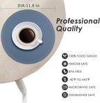 Extra Large Silicone Microwave Mat & Food Cover- Mat as Bowl Holder, Cover for Splatter Guard, Multi-Use Silicone Trivet Pot Holders, Drying Mat for Kitchen Counter, 12"Heat Resistant Mat, Blue 2Pack