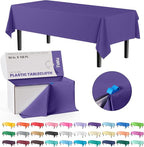 Exquisite Party Solids 54 Inch X 100 Feet Purple Plastic Table Cover Roll in A Cut - to - Size Box with Convenient Slide Cutter. Cuts Up to 12 Rectangle 8 Feet Plastic Disposable Tablecloths