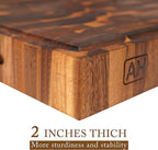 AZRHOM Extra Large Thick Walnut Wood End Grain Cutting Board 24x18x2 In, Wooden Butcher Block, Chopping Board For Kitchen with Juice Groove Handles Non-Slip Pats (Gift Box)