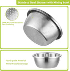 304 Stainless Steel Colander Microporous with Mixing Bowls, 2-Quart Strainers and Colanders for Kitchen, Food-Grade Strainer for Washing Vegetables, Fruit and Rice, Dishwasher Safe(2PCS)