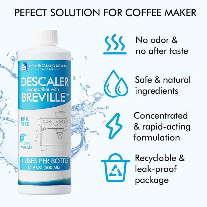 8 Uses Breville Compatible Descaling Solution, 2 Years Descaler Kit Come with 8 Cleaning Tablets, Maintenance Kit Specially Designed to Clean Breville Machines (4 Use Each Bottle, 2 Bottles)