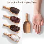 Large Wooden Coffee Scoop, 4pcs Coffee Scoops for Big Jars Canisters, Acacia Wood Ground Coffee Shovel Scooper Multipurpose, Kitchen Scooping Tool Beans Salts Spice Powder Tea Shovels