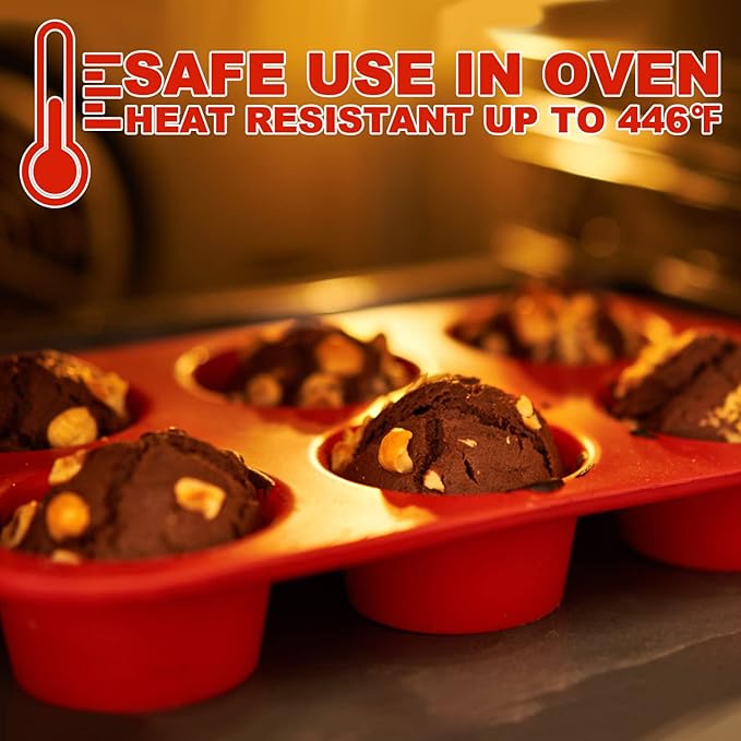 Anaeat Silicone Muffin Pan - 6 Cups Non-Stick Cupcake Molds, Food Grade Silicone Baking Tray for Making Egg Muffin, Cupcake, Quiches, Tart and Desserts, Reusable Muffin Tin Just Pop Out (3 Pack)