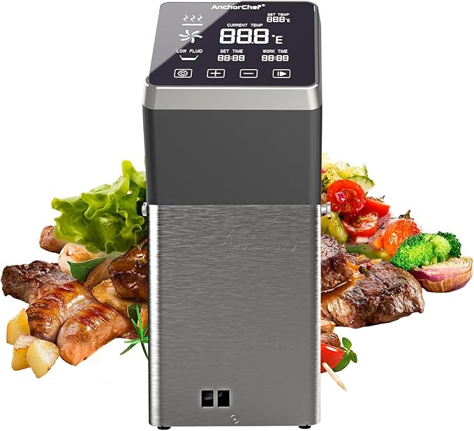 AnchorChef Immersion Circulator, Commercial Restaurant Sous Vide Machine，Large capacity sous vide, Fast-Heating，Sous vide cooker 1400W，With large Touchscreen Accurate Temperature Timer (120V)