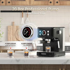 Black Espresso Machine with Milk Frother, Cappuccino Machines for Home, Coffee Espresso Machine Suitable for Coffee Powder/NS Original Capsules, Espresso Maker with Thermometer
