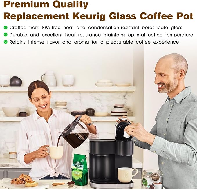 Coffee Maker 12-Cup Glass Coffee Pot Replacement Keurig K-Duo 5100 Single Serve K-Cup Pod & Carafe Coffee Maker (NOT Fit Other Keurig K-Duo Carafe Replacement)