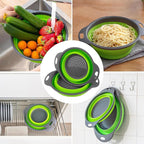 Collapsible Colander Set of 3 Round Silicone Kitchen Strainer Set 1 pcs 7 Quart, 1 pcs 4 Quart,1 pcs 2 Quart Perfect for Draining Pasta, Vegetable and fruit for Kitchen and Travel Use (Round)