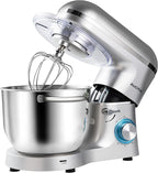 Aucma Stand Mixer,6.5-QT 660W 6-Speed Tilt-Head Food Mixer, Kitchen Electric Mixer with Dough Hook, Wire Whip & Beater (6.5QT, Silver)