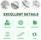 2 Pack Stainless Steel Colander with Handle 8.8" and 10" Kitchen Metal Basin Colander Handheld Mesh Strainer Deep Fry Basket Colander for Strain, Fry or Cook Vegetables, Pasta, Wash fruits