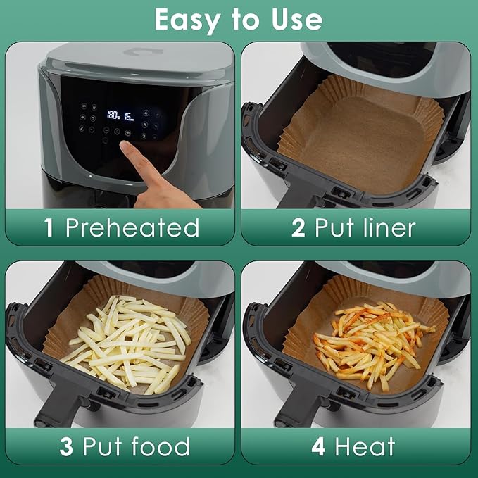 150PCS Small Air Fryer Liners Disposable, 4.7 Inch Parchment Paper for COSORI 2.1 Qt Air Fryer, Square Baking Paper Sheets for Mini Airfryer Basket