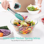 600ºF Heat Resistant Kitchen Tongs: U-Taste 12 in Large Silicone Cooking Tong with Sturdy Non Stick Rubber Tips & Silicon Coated 18/8 Stainless Steel Handle & Smooth Locking for Serving Grill-Aqua Sky