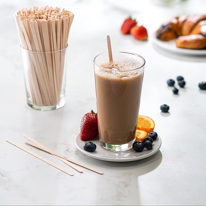 GUSTO [Case of 10,000] 7.5 Inch Wooden Coffee Stirrers - Wood Stir Sticks, Biodegradable, Eco-Friendly Wood Stirrers for Coffee & Cocktails -(Formerly Comfy Package)