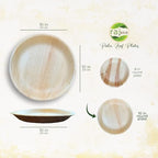 Raj Palm Leaf Plates [50-Pack] 10" Round Plates like Bamboo plates Disposable, Strong, Decorative Compostable Tableware for wedding, Lunch, Dinner, Birthday, Camping, Outdoor BBQ, Picnic…