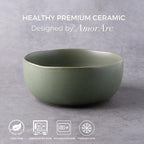 AmorArc Stoneware Cereal Bowls for Kitchen, 28oz Large Ceramic Soup Bowls Set of 4 for Meal,Snacks,Soup, Oven, Microwave&Dishwasher safe Kitchen Bowls with Wavy Rim, Reactive Glaze Matte