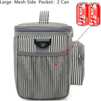 FlowFly Insulated Reusable Lunch Bag Adult Large Lunch Box for Women and Men with Adjustable Shoulder Strap,Front Zipper Pocket and Dual Large Mesh Side Pockets,Stripes