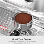 Kismile Dual Boiler Espresso Machine with Grinder, 20 Bar Espresso Maker with Milk Steamer & Hot Water, Dual LED Display, Pressure Gauge, Burr Grinder, coffee Machine for Home&Office, Stainless Steel