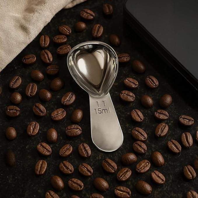 Coffee Scoop Set – 30ml Round & 15ml Curved Stainless Steel Measuring Spoons – Dual Design for Perfect Coffee Tea, & More – Ergonomically Balanced Handles