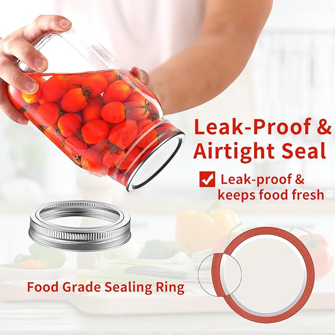 Aliggbent Canning Lids 130PCS, Mason Jar Lids Wide Mouth 86MM Canning Lids Anti-Rust and Leak Proof Airtight Split-Type Lids Silver Canning Flats with Silicone Seals for Mason Jars