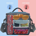 FlowFly Insulated Reusable Lunch Bag Adult Large Lunch Box for Women and Men with Adjustable Shoulder Strap,Front Zipper Pocket and Dual Large Mesh Side Pockets,Royal