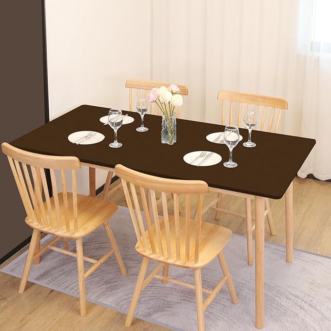 SereneGrace Elastic Table Cover, Windproof Tablecloth, 24x48 Inch Reusable Spandex Fitted Stretch 4-Foot Rectangle Table Cloth for Dining Room, Banquets, Events, Craft Displays, Parties, Brown