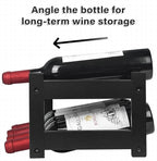 VASMIA Bamboo Wine Rack, 2-Tier Wine Racks Countertop Cabinet Wine Holder Wine Storage Shelf for Pantry Kitchen Bar Black