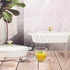 10" x 7" Ceramic Casserole Dish with Glass Lid, 1.3 QT Serving Soup Tureen,Chafing Dish for Buffet, Family Food preserve Tray, Catering Casserole for Party Style